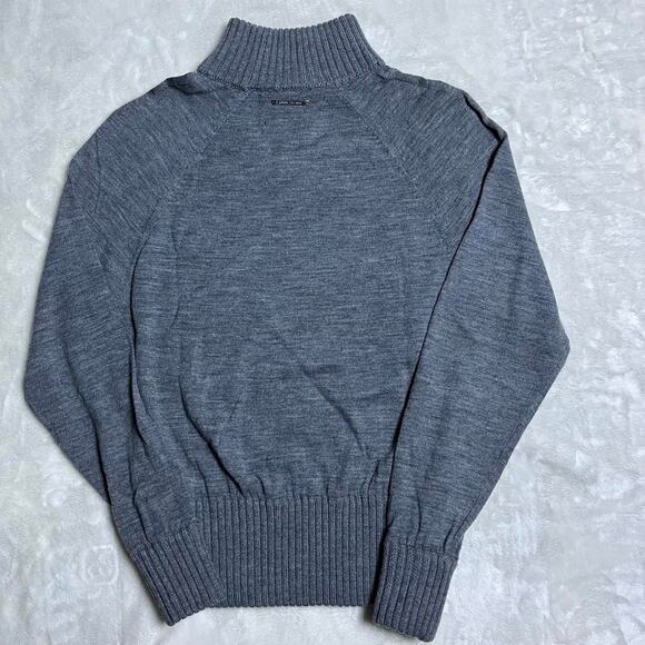 A/X Armani Exchange Merino Wool Sweater Womens S Lightweight Chest Cutout Gray - Picture 4 of 8